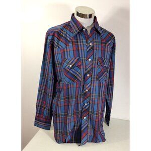 Plainsman Vintage Plaid Western Pearl Snap Shirt Mens XL NEW